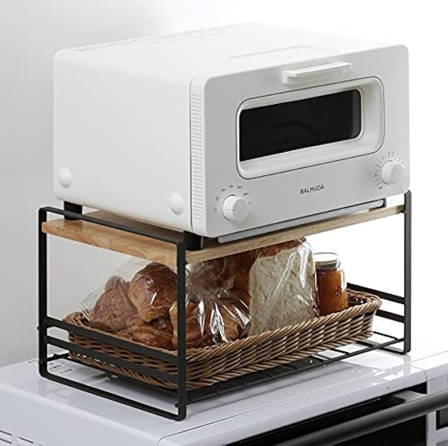 ラバーウッド天板トースターラック 洗えるバスケット付き トースター